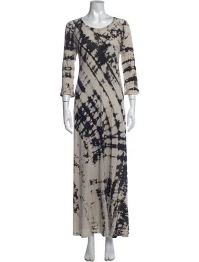 Pre-owned Raquel Allegra Tie-dye Print Long Dress In Gray