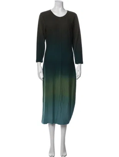 Pre-owned Raquel Allegra Tie-dye Print Long Dress In Green