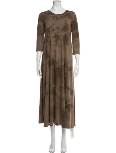 Pre-owned Raquel Allegra Tie-dye Print Long Dress In Green