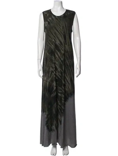 Pre-owned Raquel Allegra Tie-dye Print Long Dress In Green
