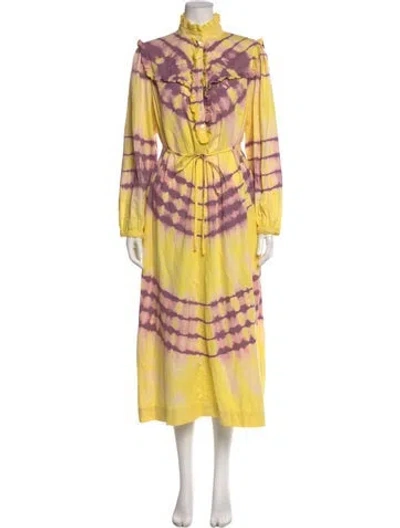 Pre-owned Raquel Allegra Tie-dye Print Long Dress In Multi