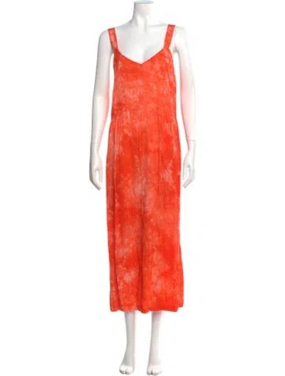 Pre-owned Raquel Allegra Tie-dye Print Long Dress In Multi