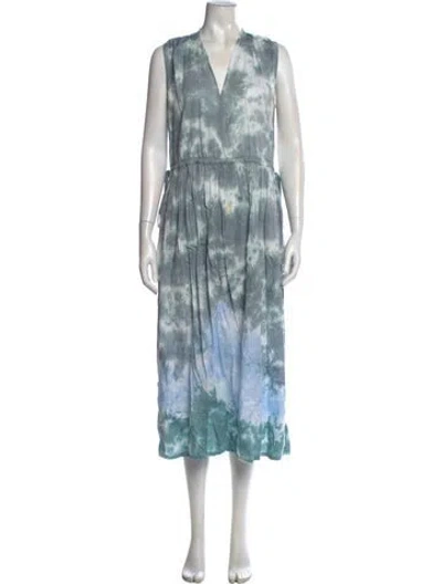 Pre-owned Raquel Allegra Tie-dye Print Long Dress In Multi