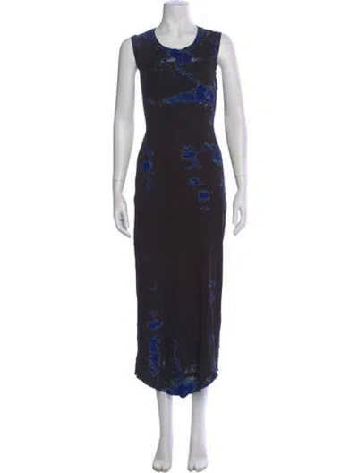 Pre-owned Raquel Allegra Tie-dye Print Long Dress In Multi