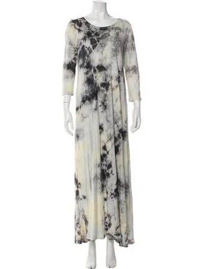 Pre-owned Raquel Allegra Tie-dye Print Long Dress In Neutral