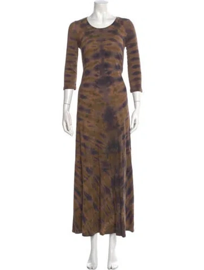 Pre-owned Raquel Allegra Tie-dye Print Long Dress In Neutral