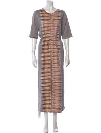 Pre-owned Raquel Allegra Tie-dye Print Long Dress In Neutral