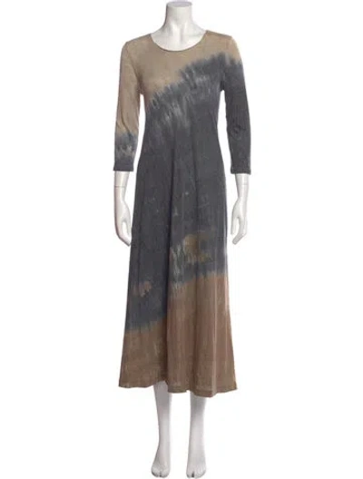 Pre-owned Raquel Allegra Tie-dye Print Long Dress In Neutral