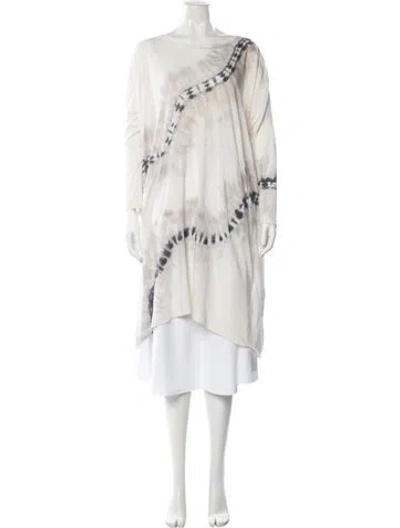 Pre-owned Raquel Allegra Tie-dye Print Long Dress In Neutral