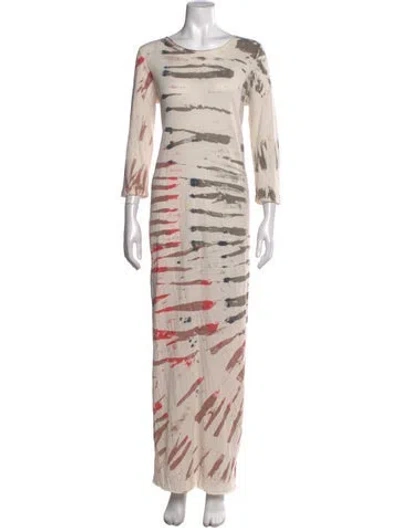 Pre-owned Raquel Allegra Tie-dye Print Long Dress In Neutral