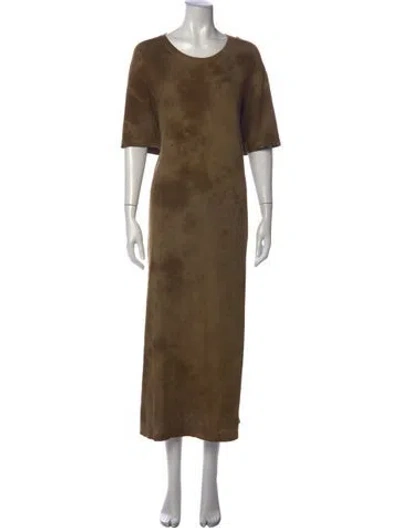 Pre-owned Raquel Allegra Tie-dye Print Long Dress In Neutrals