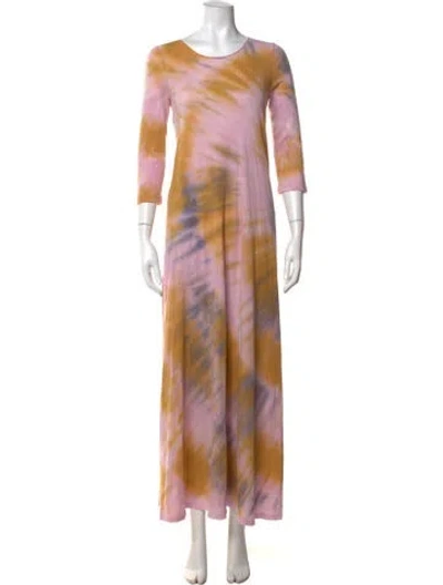 Pre-owned Raquel Allegra Tie-dye Print Long Dress In Neutrals/pink