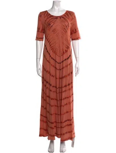 Pre-owned Raquel Allegra Tie-dye Print Long Dress In Orange