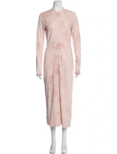 Pre-owned Raquel Allegra Tie-dye Print Long Dress In Pink
