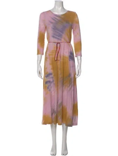 Pre-owned Raquel Allegra Tie-dye Print Long Dress In Pink