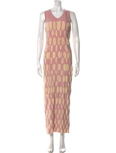 Pre-owned Raquel Allegra Tie-dye Print Long Dress In Pink