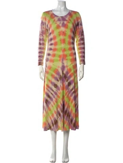 Pre-owned Raquel Allegra Tie-dye Print Long Dress In Pink