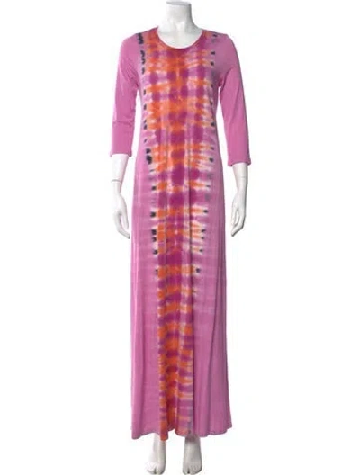 Pre-owned Raquel Allegra Tie-dye Print Long Dress In Pink