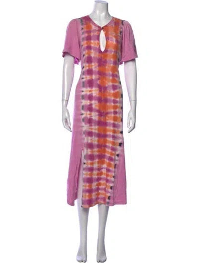 Pre-owned Raquel Allegra Tie-dye Print Long Dress In Pink