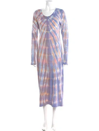 Pre-owned Raquel Allegra Tie-dye Print Long Dress In Purple