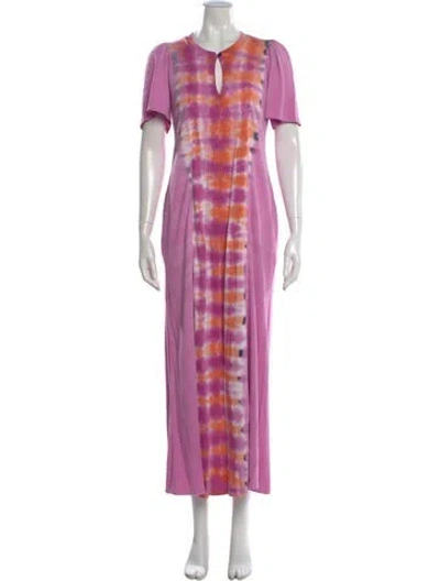Pre-owned Raquel Allegra Tie-dye Print Long Dress In Purple