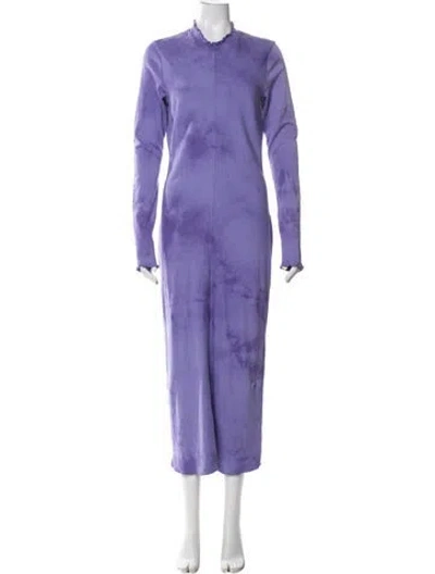 Pre-owned Raquel Allegra Tie-dye Print Long Dress In Purple