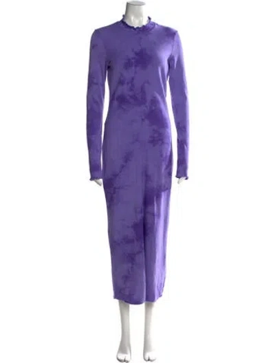 Pre-owned Raquel Allegra Tie-dye Print Long Dress In Purple