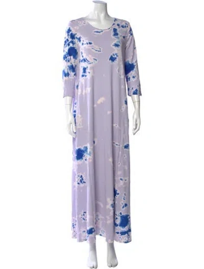 Pre-owned Raquel Allegra Tie-dye Print Long Dress In Purple