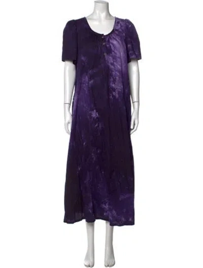 Pre-owned Raquel Allegra Tie-dye Print Long Dress In Purple
