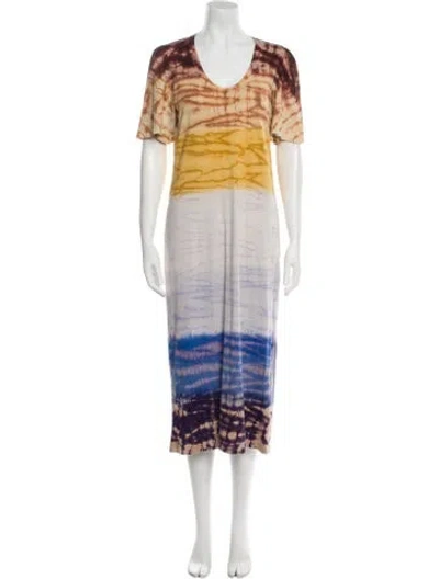 Pre-owned Raquel Allegra Tie-dye Print Long Dress W/ Tags In Neutral