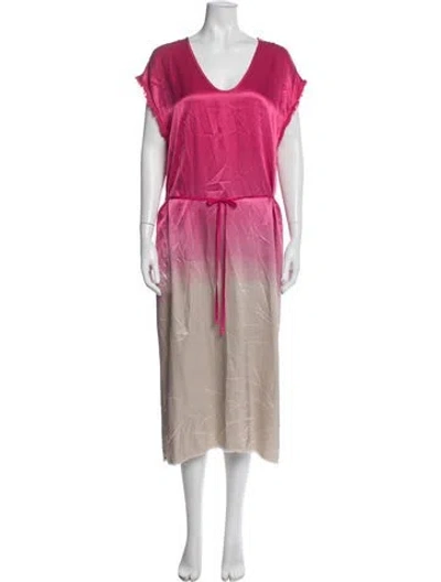 Pre-owned Raquel Allegra Tie-dye Print Long Dress W/ Tags In Pink