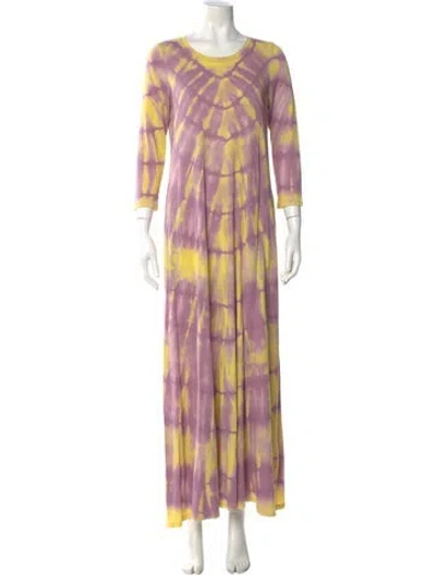 Pre-owned Raquel Allegra Tie-dye Print Long Dress In Yellow