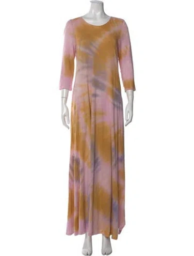 Pre-owned Raquel Allegra Tie-dye Print Long Dress In Yellow