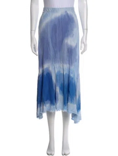 Pre-owned Raquel Allegra Tie-dye Print Long Skirt In Blue
