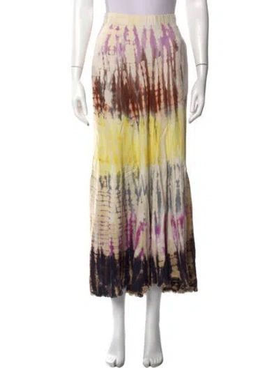 Pre-owned Raquel Allegra Tie-dye Print Long Skirt In Neutral