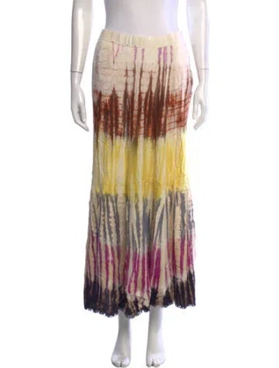 Pre-owned Raquel Allegra Tie-dye Print Long Skirt In Neutrals