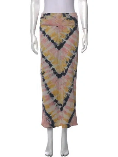 Pre-owned Raquel Allegra Tie-dye Print Long Skirt In Pink