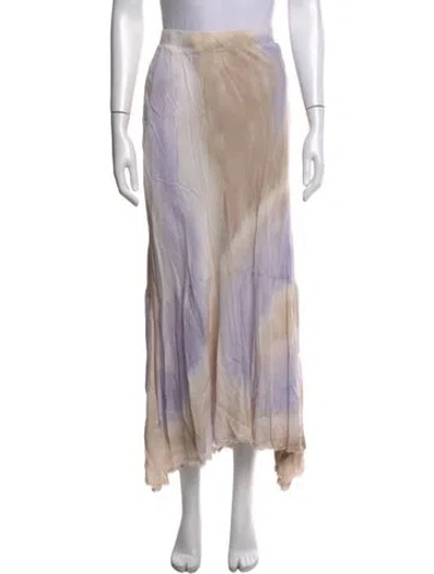Pre-owned Raquel Allegra Tie-dye Print Long Skirt W/ Tags In Neutrals/purple