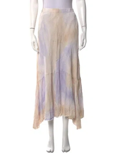 Pre-owned Raquel Allegra Tie-dye Print Long Skirt W/ Tags In Neutrals/purple