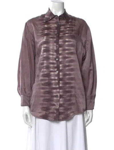 Pre-owned Raquel Allegra Tie-dye Print Long Sleeve Button-up Top In Purple