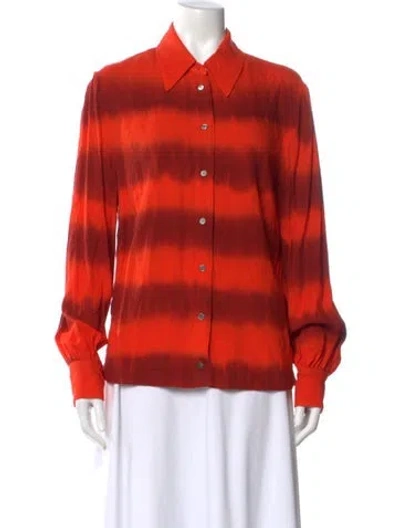 Pre-owned Raquel Allegra Tie-dye Print Long Sleeve Top In Orange