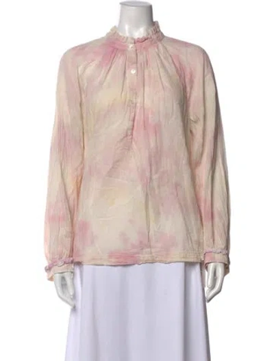 Pre-owned Raquel Allegra Tie-dye Print Long Sleeve Top In Pink