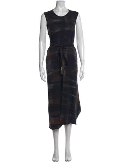 Pre-owned Raquel Allegra Tie-dye Print Midi Length Dress In Black