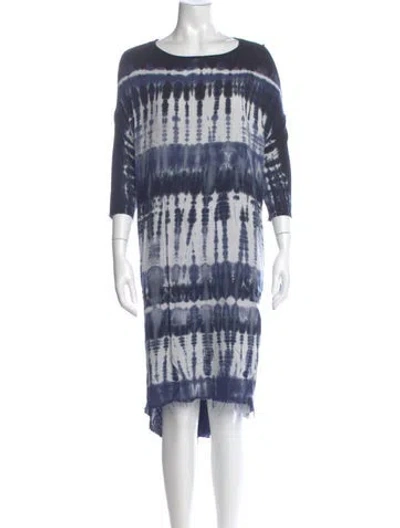 Pre-owned Raquel Allegra Tie-dye Print Midi Length Dress In Blue