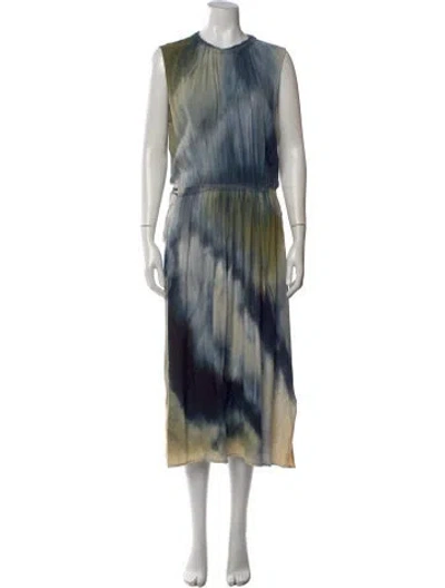 Pre-owned Raquel Allegra Tie-dye Print Midi Length Dress In Blue
