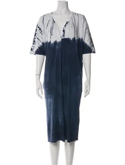 Pre-owned Raquel Allegra Tie-dye Print Midi Length Dress In Blue
