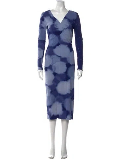 Pre-owned Raquel Allegra Tie-dye Print Midi Length Dress In Blue