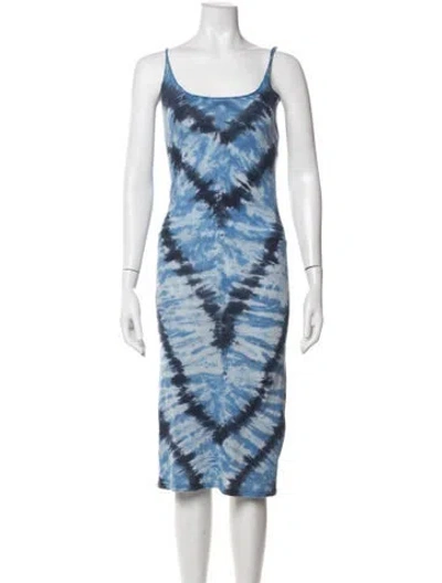 Pre-owned Raquel Allegra Tie-dye Print Midi Length Dress In Blue