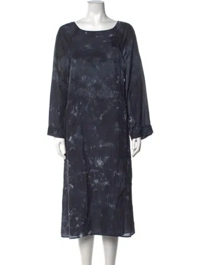 Pre-owned Raquel Allegra Tie-dye Print Midi Length Dress In Blue