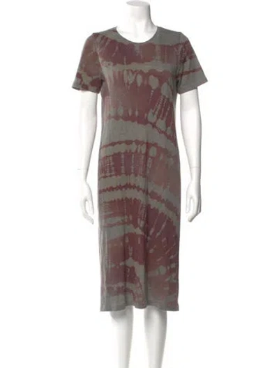 Pre-owned Raquel Allegra Tie-dye Print Midi Length Dress In Gray